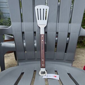 Weber BBQ Grill Spatula with Bottle Opener, Stainless Steel Head, Wood Handle